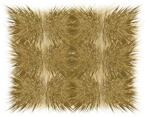 Rustic mat, rug, carpet, tapestry with rough grunge striped wavy elements in brown, beige colors isolated on white