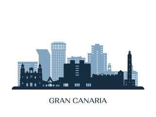 Obraz na płótnie Canvas Gran Canaria skyline, monochrome silhouette. Vector illustration.
