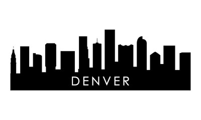 Fototapeta na wymiar Denver skyline silhouette. Black Denver city design isolated on white background.