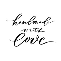 Hand made with love. Hand-drawn lettering. Stylish logo for your product, shop.