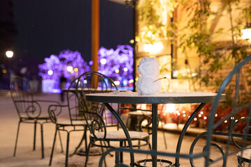 雪の小倉イルミネーションで見つけた雪だるま