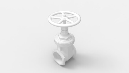 Valve 3D rendering of mechanical valve isolated on white background