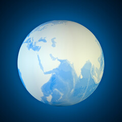 Globe map of the Arabian Peninsula, Middle East physical map. Bathymetry, underwater depth of ocean. India, Sri Lanka, Pakistan