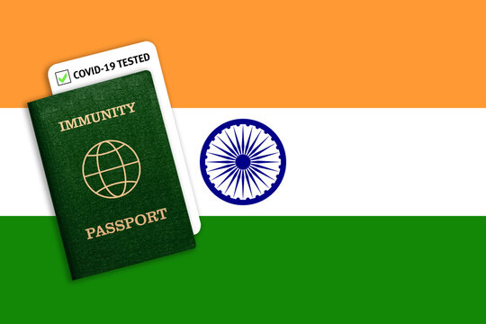Immunity passport and test result for COVID-19 on flag of India