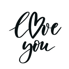 Love you. Hand Lettering inscription vector.