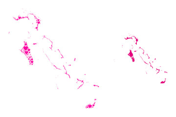 Naklejka premium Love mosaic and solid map of Bahamas Islands. Mosaic map of Bahamas Islands is created with pink lovely hearts. Vector flat illustration for love concept illustrations.