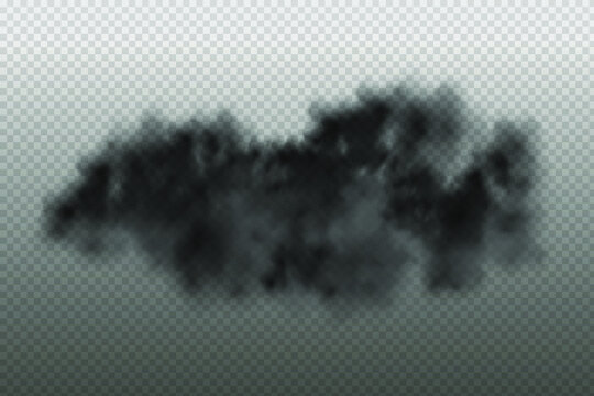 Black vector cloudiness ,fog or smoke on dark checkered background.Set of Cloudy sky or smog over the city.Vector illustration.