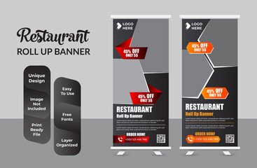 Food and Restaurant roll up banner design template collection