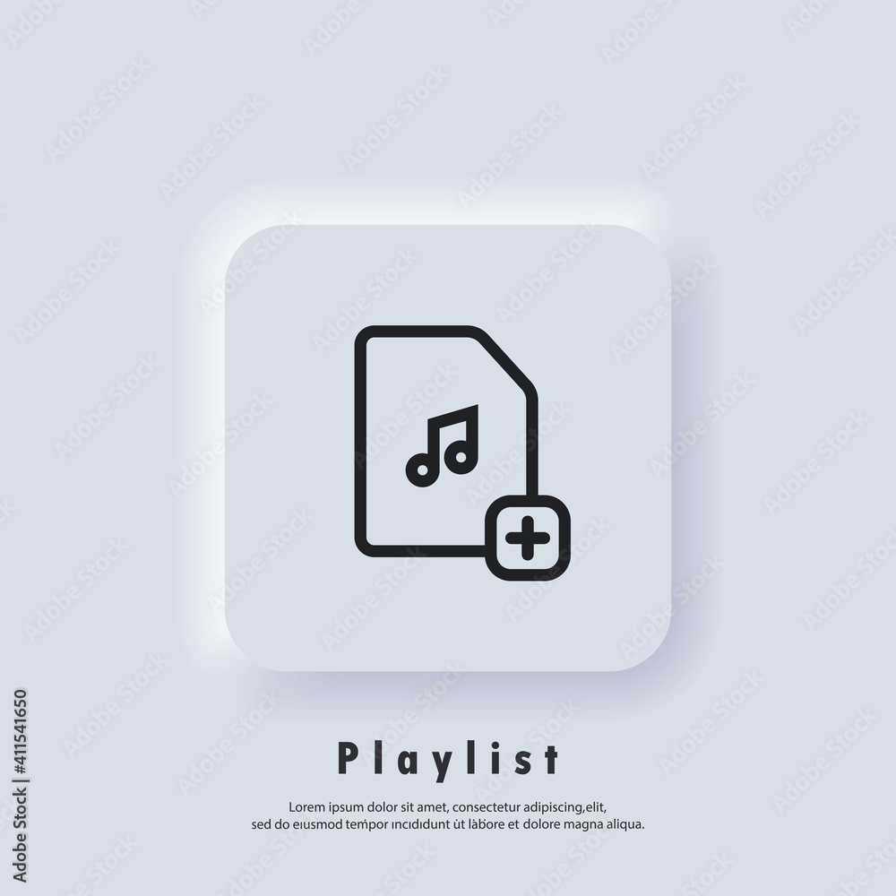 Poster favourite playlist icon. songs. music player. playlist logo. vector. ui icon. neumorphic ui ux white