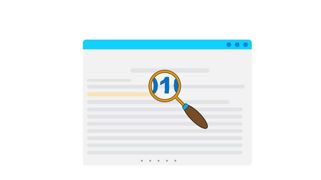 Binary Code animation - zero one Language on Computer Screen Programming language Cartoon icon On White background ( 0 - 1 )