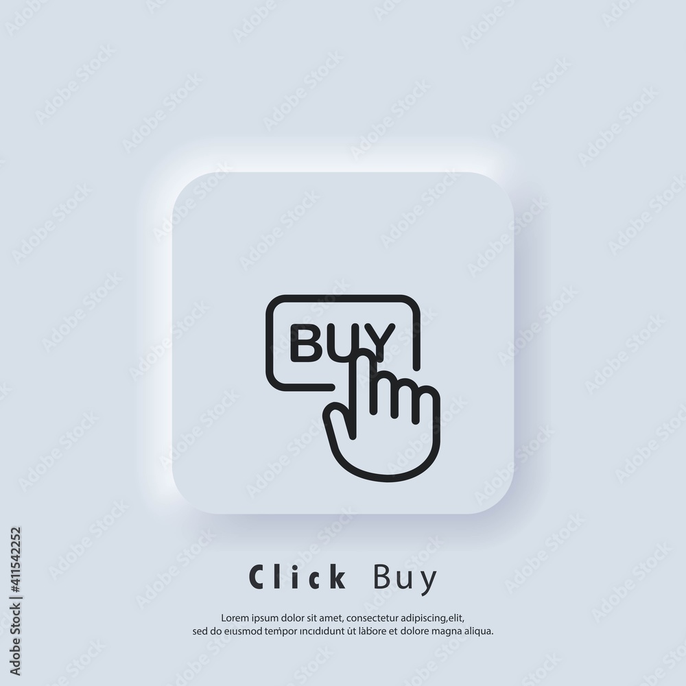 Poster click buy logo. click buy button icon. buy with mouse click. vector. ui icon. neumorphic ui ux white