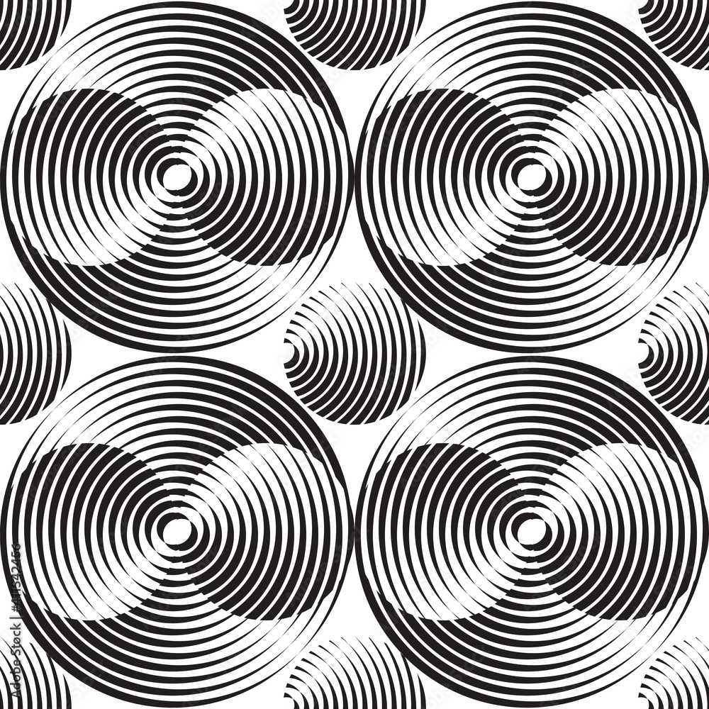 Poster abstract geometric background design. circles strusture graphic seamless pattern. infinity endless s