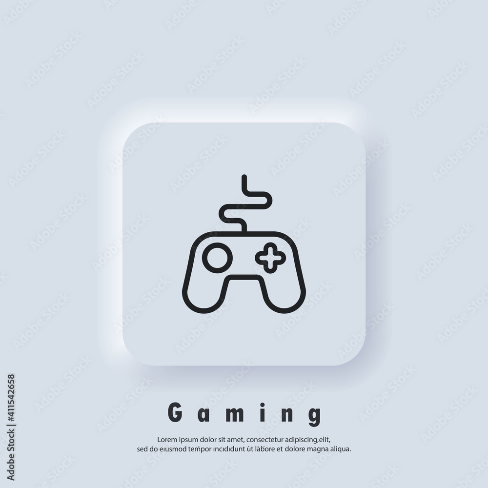 Poster game console logo. game controller line icon. joystick icons. gamepad. vector. ui icon. neumorphic u