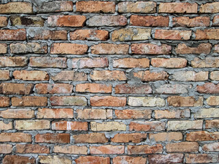 Simple brickwork with grooved stones. Stock photo of construction texture.