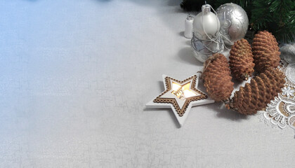 ornaments, card, christmas, decorated, decoration, baubles, stars, merry, ornate, cone, xmas