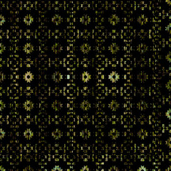 Geometric Circular seamless kilim ikat pattern with grunge texture

