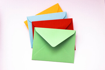 Colorful envelopes for chat space, concept photography.