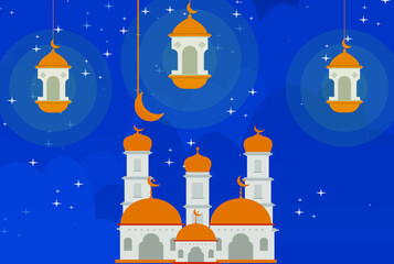 Starry night background design during the month of Ramadan