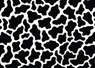 Obraz premium Cow skin pattern design. Simple wide cow vector illustration background. Wildlife fur skin for web, surface, background, graphic design.