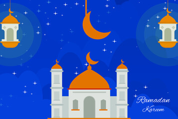 Obraz na płótnie Canvas Starry night background design during the month of Ramadan