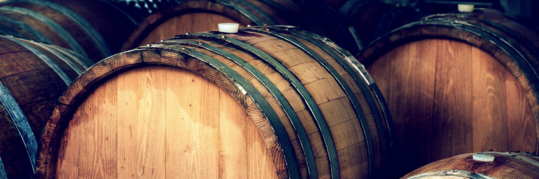 wine barrels in a cellar, detail of the bung
