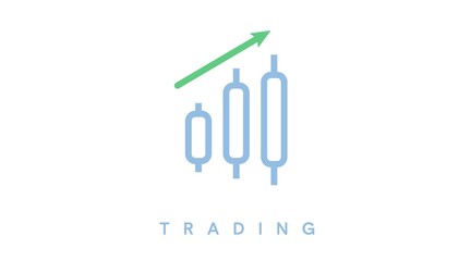 Vector Isolated Trading Icon or Illustration, with Candles or Candlesticks and Arrow