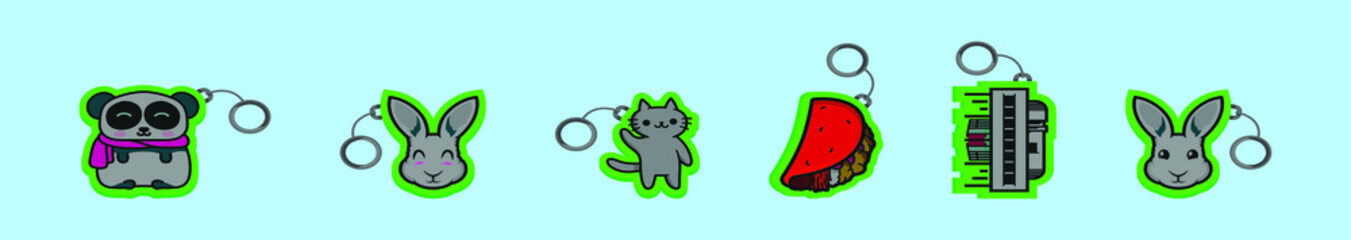 set of key holder cartoon icon design template with various models. vector illustration isolated on blue background