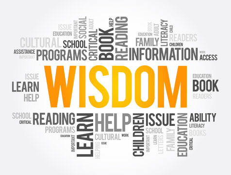 Wisdom word cloud collage, education concept background