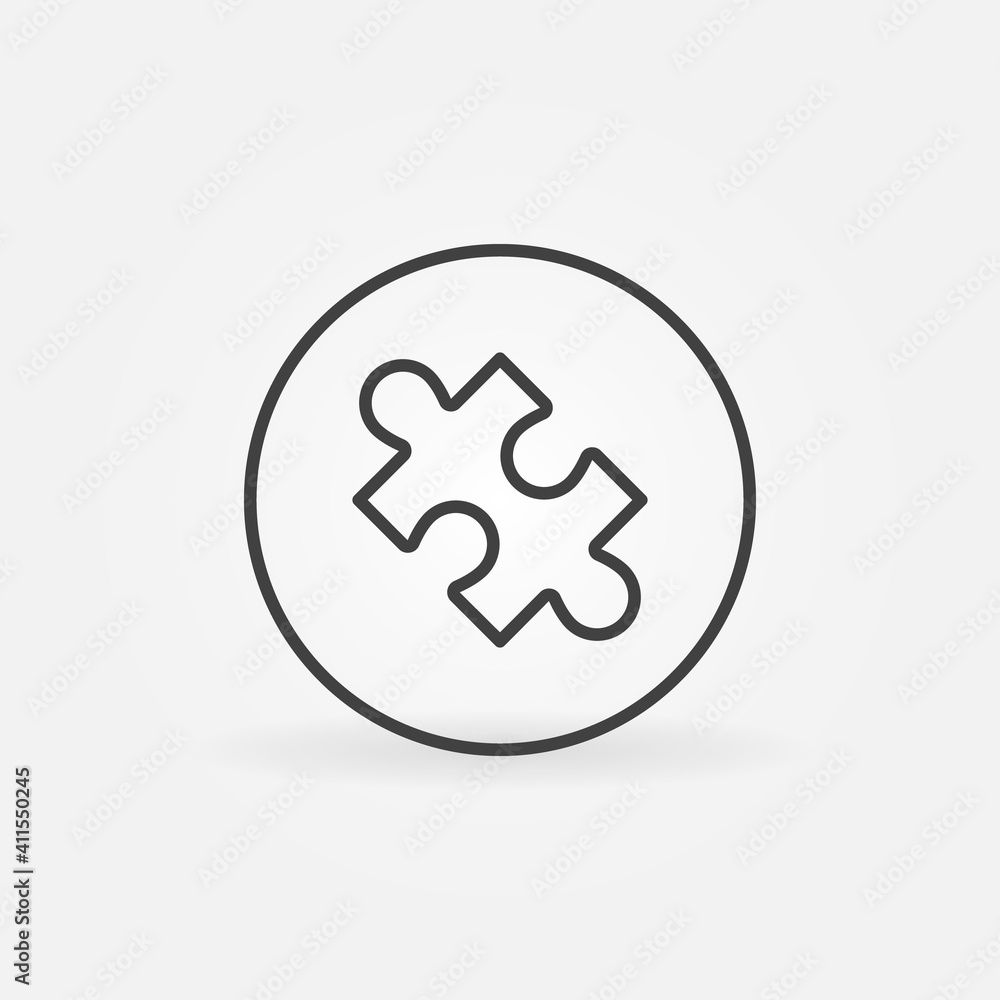 Poster circle with jigsaw puzzle outline vector concept icon or design element