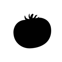 Fresh vegetable. Colorful cartoon. Tomato on the white background. Isolated vector black silhouette-