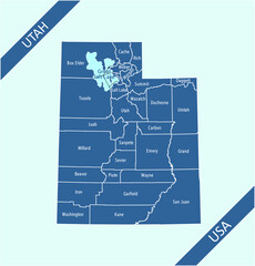Counties map of Utah labeled