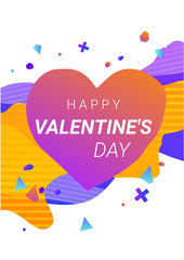 Vector Happy valentine's day. Liquid heart banner with splash. Romantic design template card