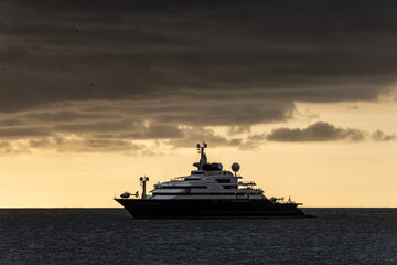 Fototapeta na wymiar Amazing luxury yacht at sunset