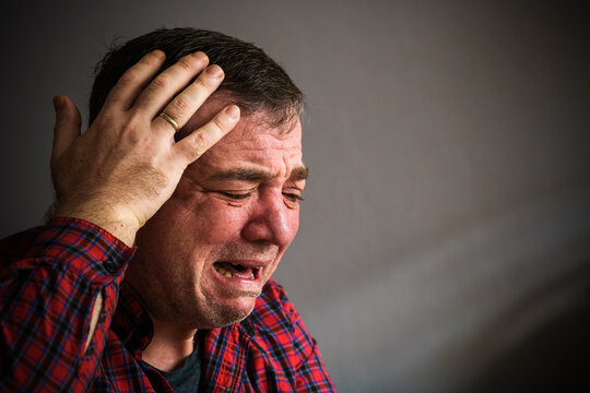 Crying Mature Man Close-up Face