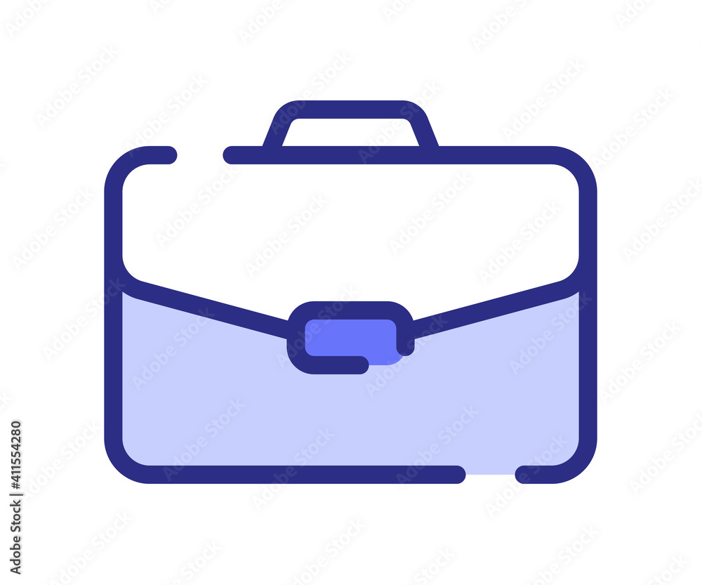 Poster bag case briefcase single isolated icon with dashed line or dash lines style