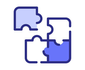 puzzle solution solve single isolated icon with dashed line or dash lines style