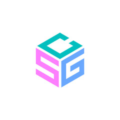 Hexagon logo with the letters CSG. Initial design vector