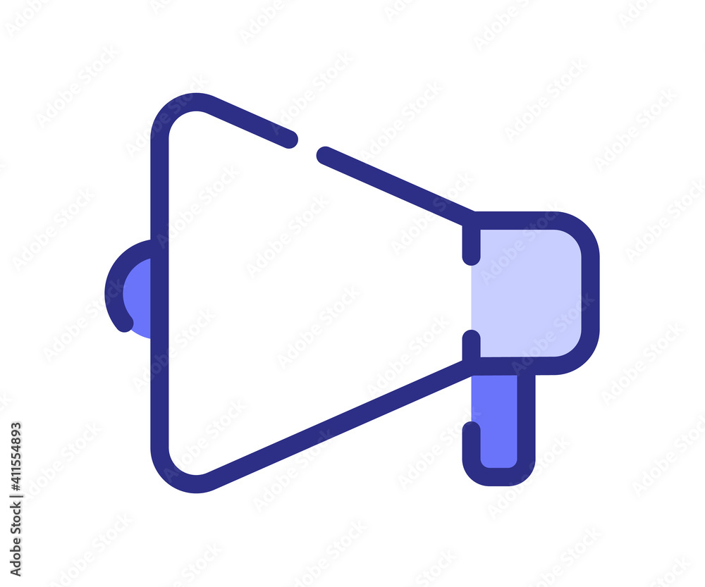 Aufkleber megaphone advertise promotion single isolated icon with dashed line or dash lines style