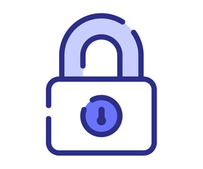 padlock security protect single isolated icon with dashed line or dash lines style