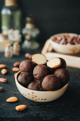Chocolate candy with marzipan