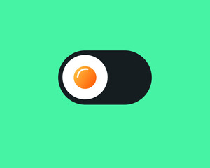  logo on a blue background. slider egg.  iphone switch toggle buttons, set sliders in ON position in OFF. Vector illustration. EPS 10