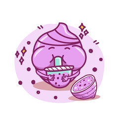 Cute taro cartoon character isolated on white background	