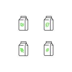 vegan milk icon set - vector