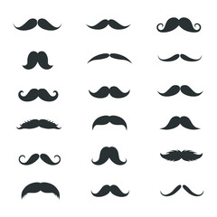 Collection of men' mustaches. Vector illustration.