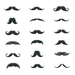 Collection of men' mustaches. Vector illustration.