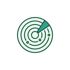 Radar Display vector concept round colored icon or logo element