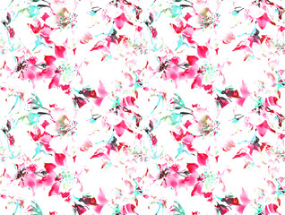  Seamless pattern of blue flowers