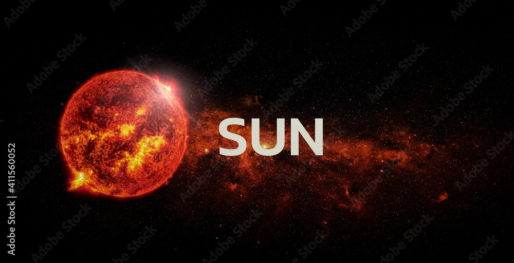 Wall mural sun on space background. elements of this image furnished by nasa.