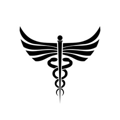 Fototapeta premium Caduceus symbol icon isolated on white background 