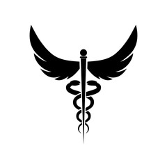 Caduceus symbol icon isolated on white background 